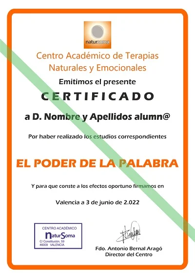 certificado EL PODER DE LA PALABRA