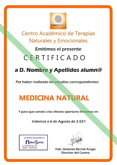 certificado Medicina Natural